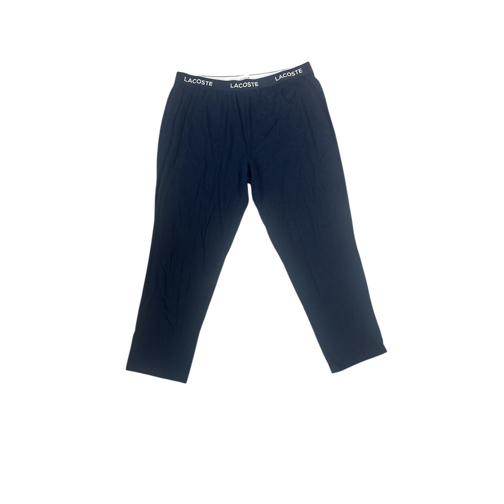 Lacoste Mens‎ Black Lounge Pants Elastic Waistband Logo Print